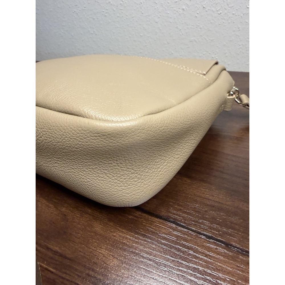 Mina Baie Beige Pebbled Crossbody Belt  Fanny Bag Zip Closure Gold Hardware NWOT - Picture 8 of 10